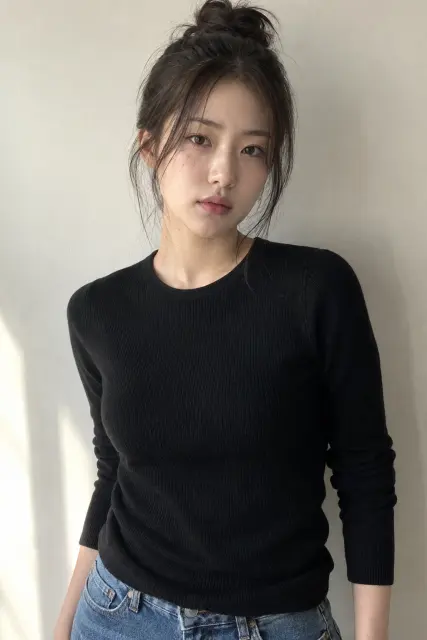 Model Jiwoo, perempuan, foto setengah badan dengan cahaya alami