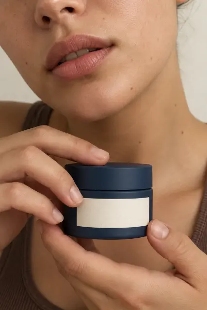 Contoh foto produk skincare & kecantikan, gaya polos: Intimate moisturizer jar