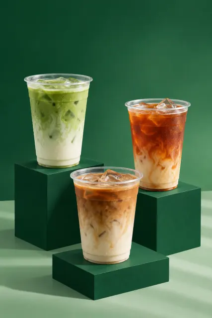 Contoh foto produk makanan & minuman, gaya studio: Green studio drink trio