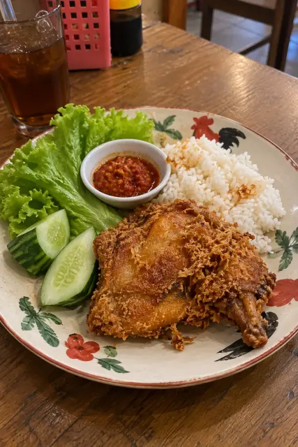 Contoh foto produk makanan & minuman, gaya dalam ruangan: Ayam goreng rice plate