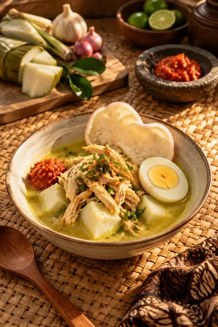 Contoh foto produk makanan & minuman, gaya dalam ruangan: Warm soto lunch